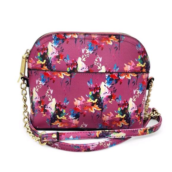 Steve Madden Floral Crossbody Purse BMAGGIE Bag Pink Gold Hardware - Picture 2 of 9